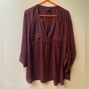 Torrid 6X Burgundy Flowy Blouse Casual Workwear
